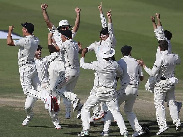 New Zealand won the Test by four runs